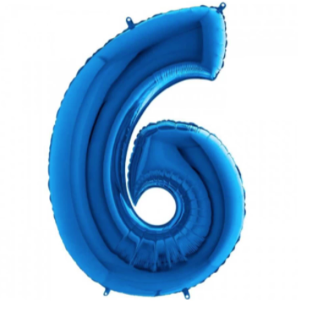 40'' Mavi 6 Rakam Folyo Balon  100 Cm