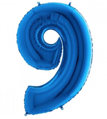 40'' Mavi 9 Rakam Folyo Balon  100 Cm